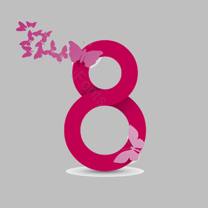 数字8 蝴蝶 38节 妇女节 红色 节日 图案 线条
