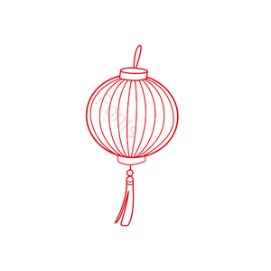 灯笼 春节 喜庆 描边 插画 元素