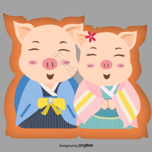 日系 可爱 卡通 小猪 猪仔 穿衣服的猪