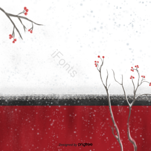 中国风 红墙 梅花 树枝 雪花 冬季