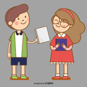 卡通 男女 男孩 女孩 学生 学习 PNG元素