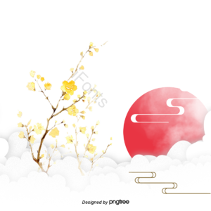 中国风 云纹 树木 秋季 中秋节 插画 古风 工笔画