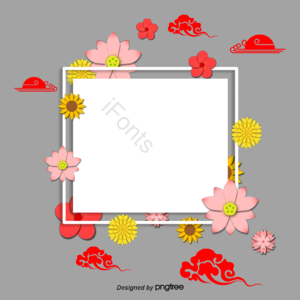 剪纸 祥云 花朵 标签 PNG元素