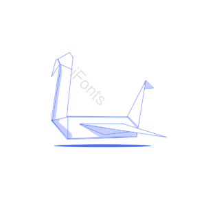 元素 插画 描边 卡通 简约 蓝色 折纸鹤