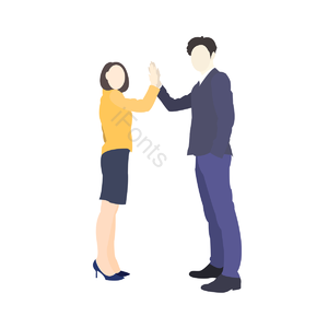 人物 合作 商务 插画用图 时尚 简单的 黄蓝色 肖像画
