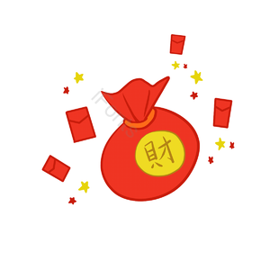 新年 发财 福袋 红包 创意 简约 元素 2019