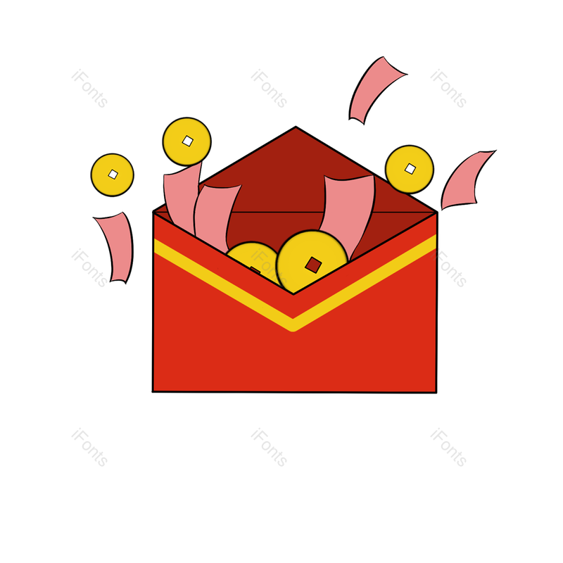 元素图片,简约元素,新年快乐PNG,红包免抠素材