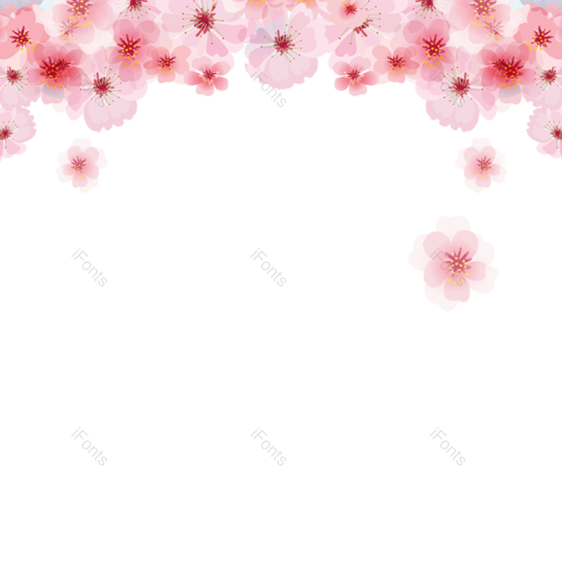 边框图片,花环元素,浪漫樱花PNG,水彩免抠素材