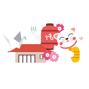 日式 招财猫 樱花 灯笼 千纸鹤 简约 日本 樱花季