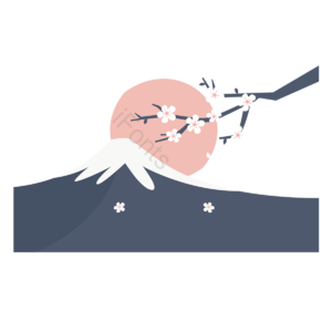 樱花 富士山 清新 矢量 扁平化 简约 日本文化 马卡龙