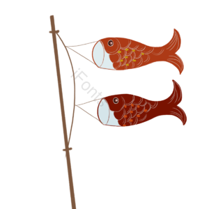 卡通 钓鱼竿 钓鱼 鱼 插画 元素 日式