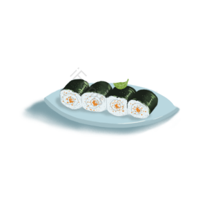 卡通 日式料理 食物 寿司 日料 元素 插画 紫菜包饭