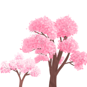 樱花 树 简约 日式 卡通 春天 浪漫 风景