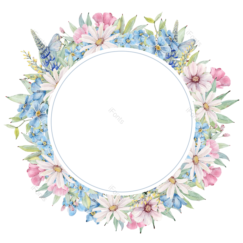 婚礼边框图片,花环元素,浪漫PNG,雏菊免抠素材