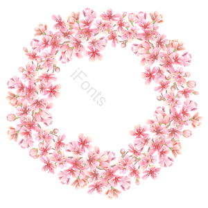 绘 春天立春 桃花花朵 浪漫 粉色 花呗 花环 芽