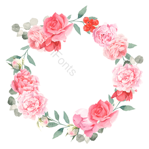 花环 绘 浪漫 粉色 花丛花卉植物 花环 芽 剪贴画