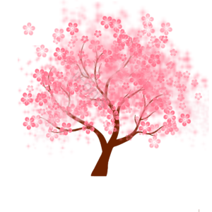桃花 树 春 花瓣 手绘 卡通 唯美 简约