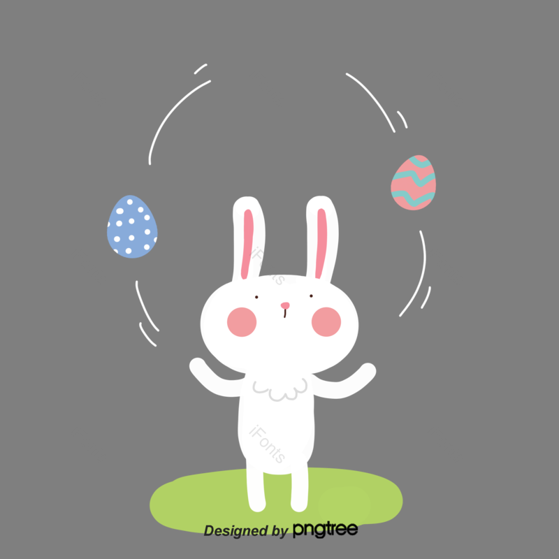 卡通图片,兔子元素,复活节兔子PNG,波点免抠素材