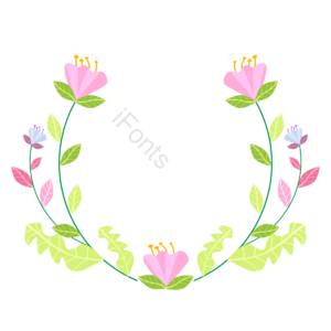 春季 花环  花朵 边框  手绘风 简笔画