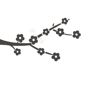 卡通 简洁 日本 樱花 树枝 插画 元素 樱花季