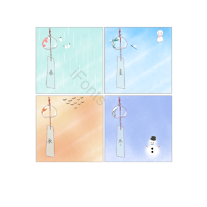 风铃 雪人 晴天娃娃 昆虫 手绘 清新 小饰品 创意