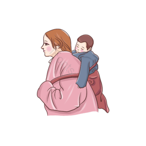 母爱 温馨 孩子 母亲 和蔼 肤色 背着 背带