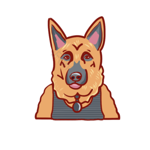 牧羊犬 德国 黄色 灰色 手绘 衣服 条纹