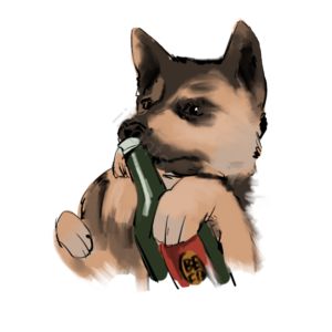 搞笑 可爱 德牧 手绘 德国 啤酒 黑啤 牧羊犬