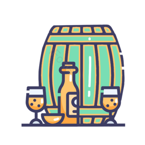 MBE风格 德国 酒杯 啤酒 酒桶 手绘 木质 圆筒