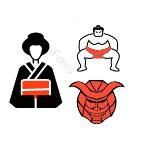 和服女人 相扑 面具 武士 卡通 手绘 日式 庄重