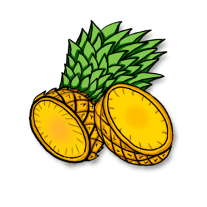 凤梨 金色凤梨 凤梨切片 凤梨叶 手绘 美味 金黄色