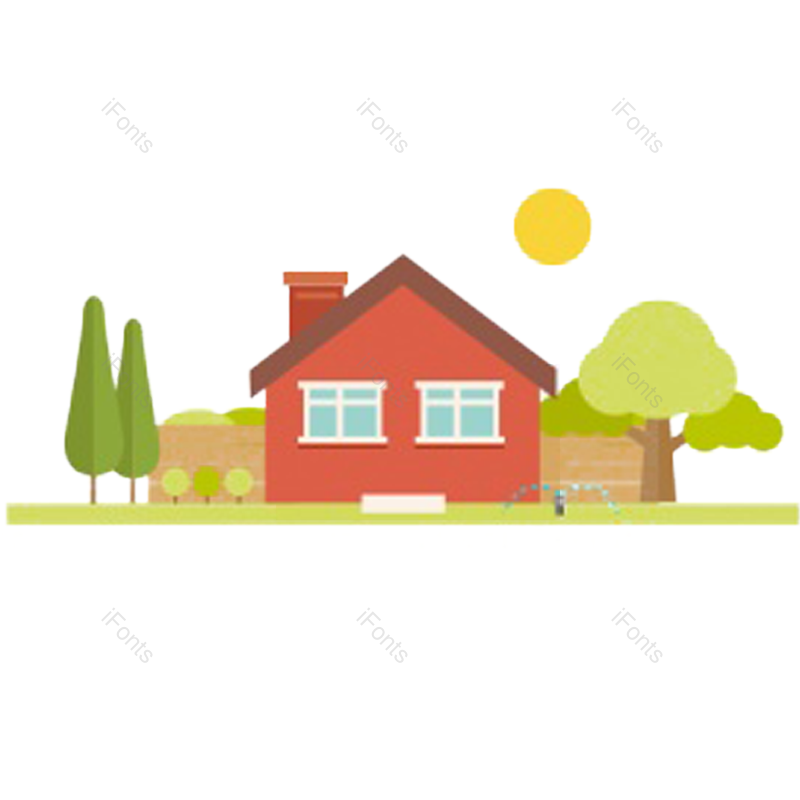 动画片图片,绿色元素,建筑PNG,阳光免抠素材