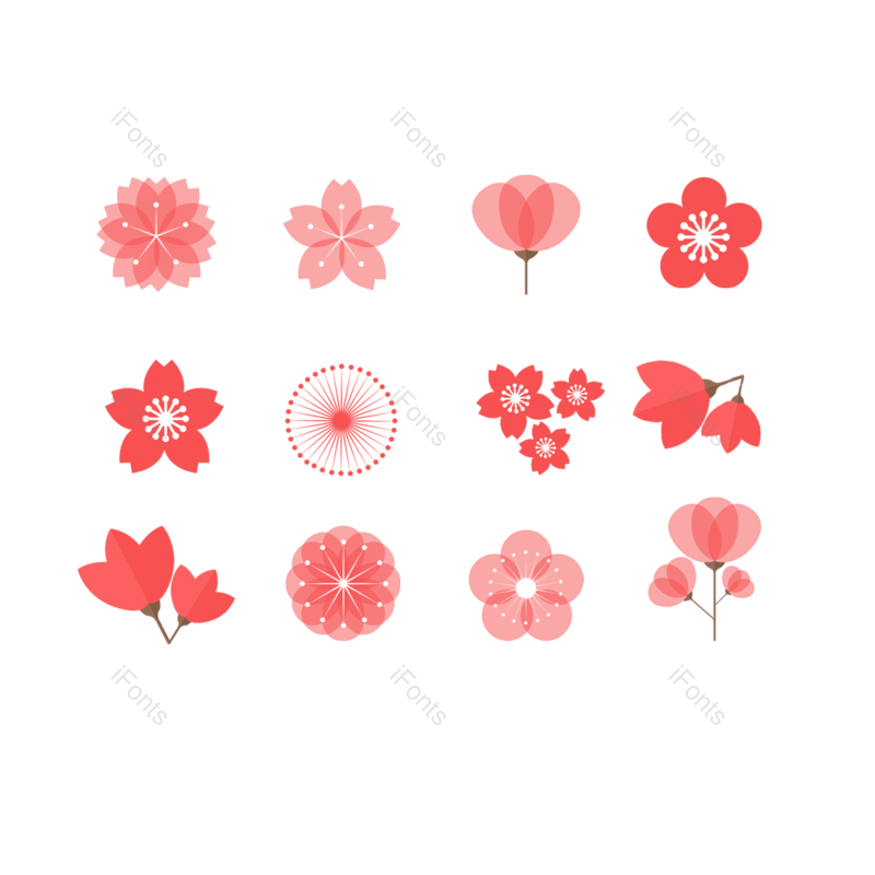 组合图片,日本元素,春季PNG,花瓣免抠素材