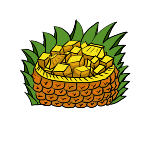 凤梨 凤梨切块 凤梨酥 凤梨叶 手绘 美味 金色 绿色