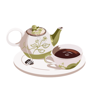 下午茶茶水 悠闲时光 动画片 手绘竽 玻璃类 煮茶 白色 盘子