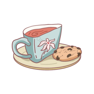 手绘 卡通 甜点 印花 杯子 下午茶 饼干 盘子