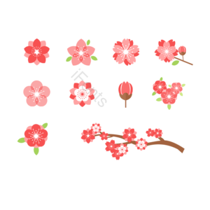 可爱 日本 科 苍白 粉 绿叶 芽 卡通剪贴画