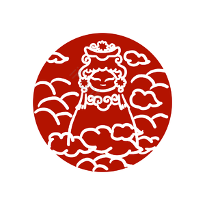 可爱 妈祖 剪纸 卡通 简约