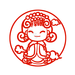 可爱 妈祖 剪纸 卡通 简约 祥云 小年