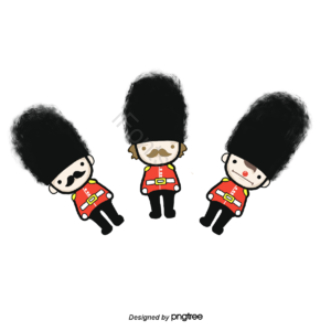 人物 手绘竽 插画用图 站岗 伫立 红色夹克 英国 熊皮帽子