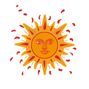 太阳 阳光 黄色 橘色 手绘 表情 俄罗斯 特色纹样