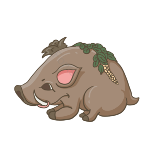 手绘 可爱 刺 獠牙 野猪 形象 卡通 猪年