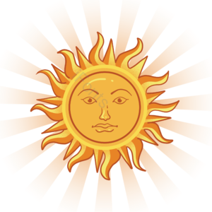 表情 手绘 橘色 黄色 阳光 太阳 发光 卡通