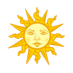 手绘 太阳 插画 卡通 发光 阳光 黄色 橘色