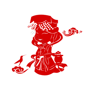 妈祖节 剪纸 红色 祥云 插画 可爱 创意