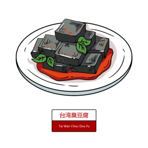 手绘 食物 美食 特色 盘子 碟子 叶子 臭豆腐