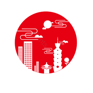 台湾 建筑 镂空 云朵 剪纸 红色 101大楼 楼房