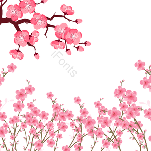 插画 春天 樱花 浪漫 舒适 粉 背景 浪花
