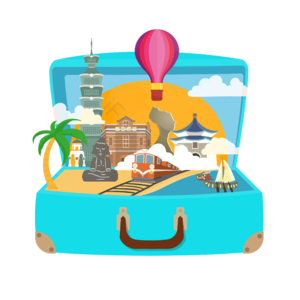 动画片 台湾 建筑 微观世界 手绘竽 插画用图 旅游踏青 手提箱