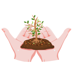 动画片 手持 手绘 插图 树 植树节 厂 土